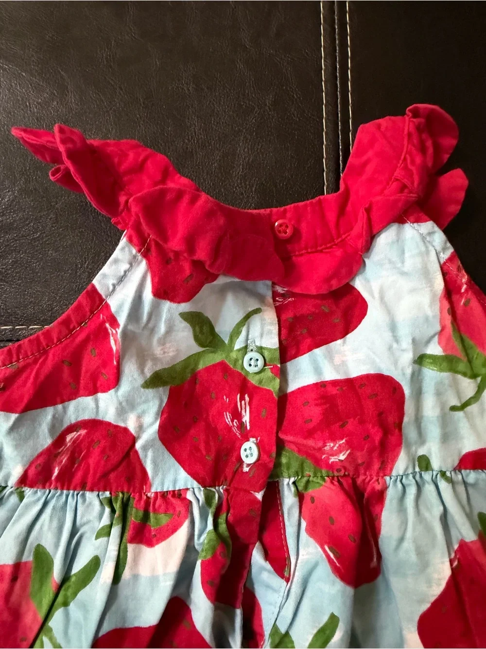 Gymboree - Girl’s Red Strawberry Print Ruffle Strap Dress